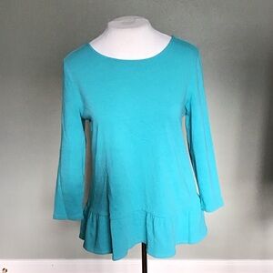 Talbots Petite Small Turquoise 100% Cotton Top